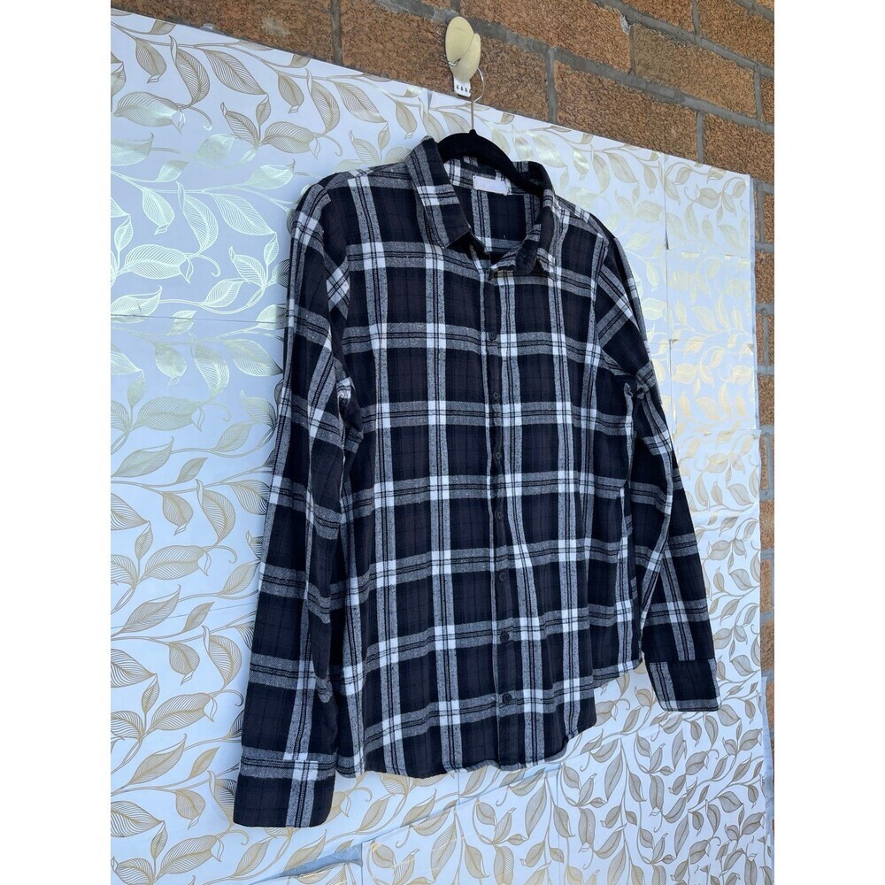 CP Shades M Plaid Flannel 100% Cotton Linen-Feel Made in USA Grunge Coastal Core - Picture 2 of 5